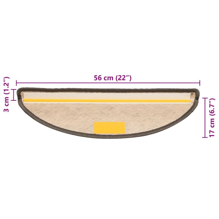 Самозалепващи стелки за стълби сизал 15бр 56x17x3см кафявобежов