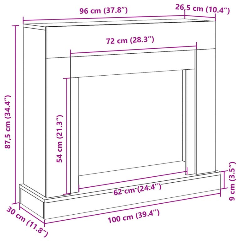 Облицовка за камина бетонно сив 100x30x87,5 см инженерно дърво