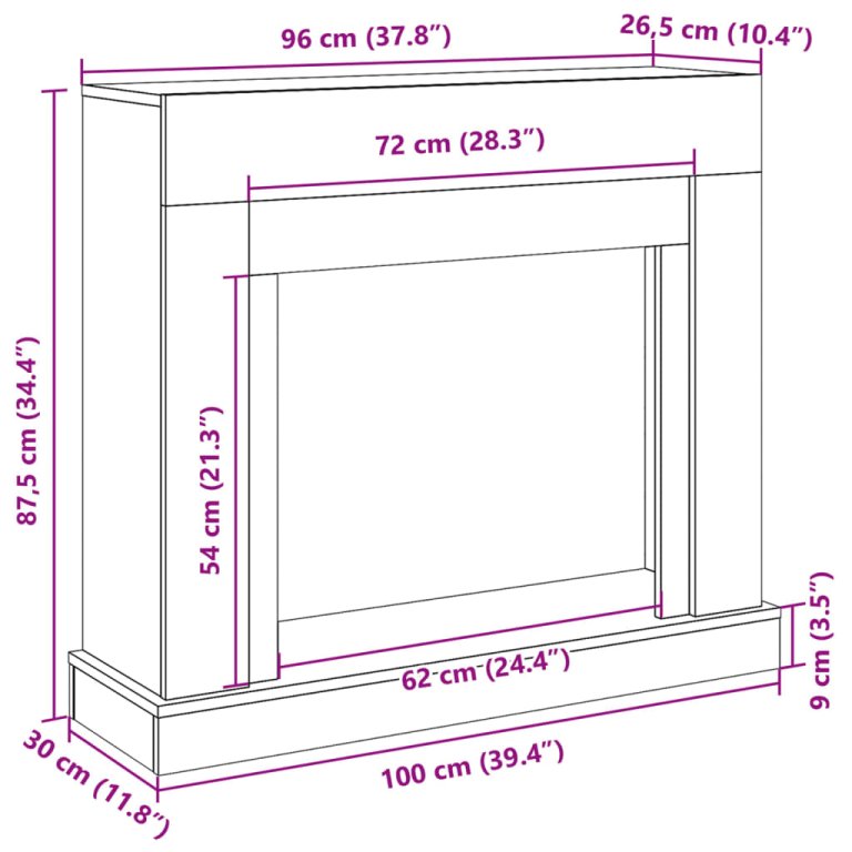 Облицовка за камина сив сонома 100x30x87,5 см инженерно дърво