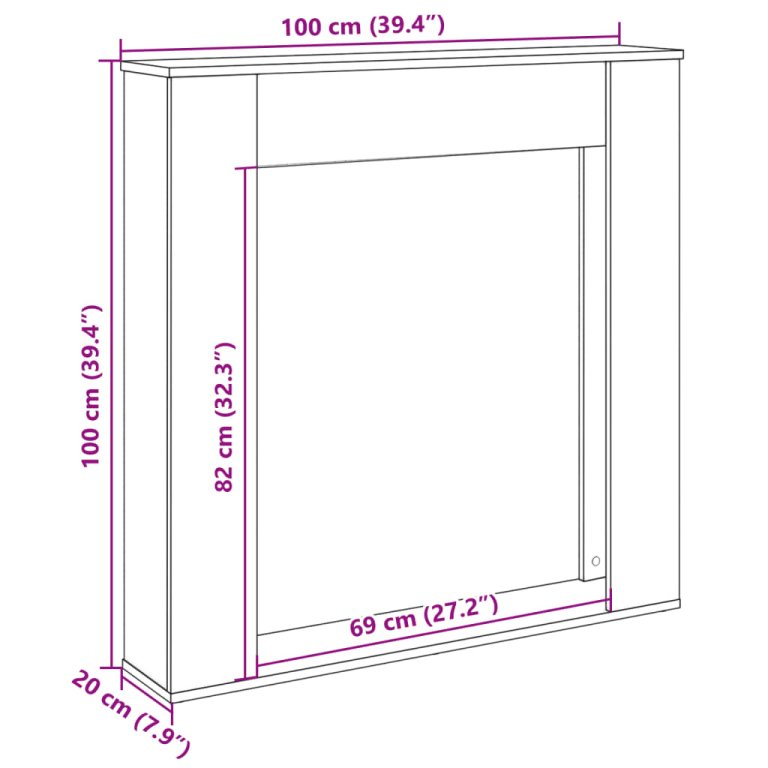 Облицовка за камина сонома дъб 100x20x100 см инженерно дърво