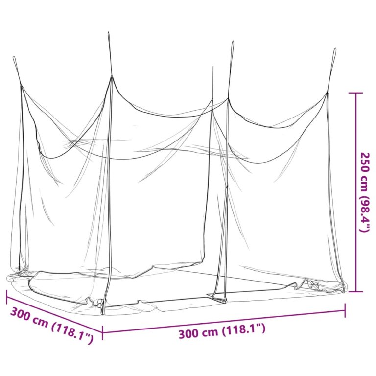 Мрежа комарник закрито и открито 156 mesh бял 300x300x250 см