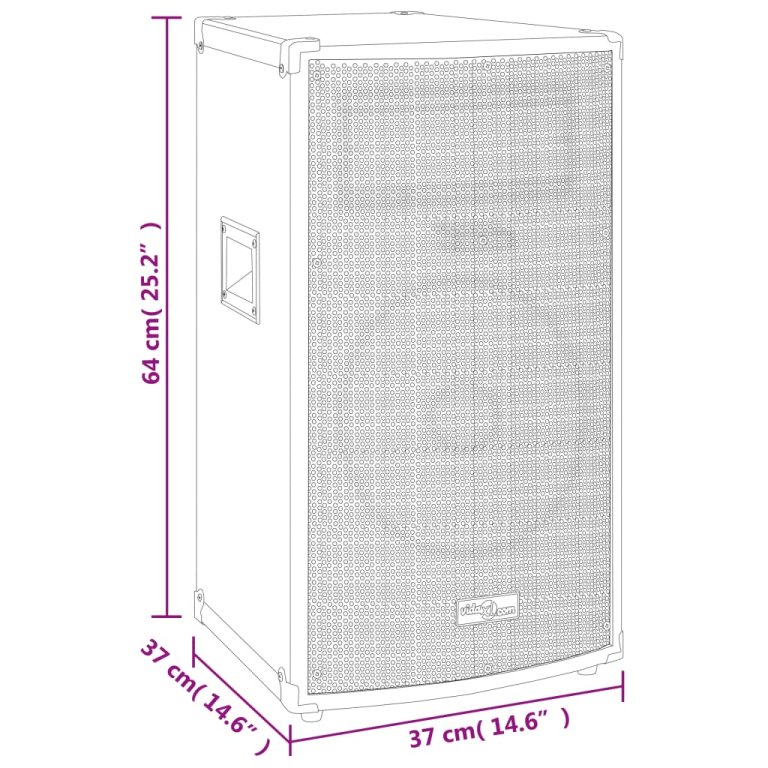 Профи пасивна Hifi сценична тонколона 1000 W черна 37x37x64 см