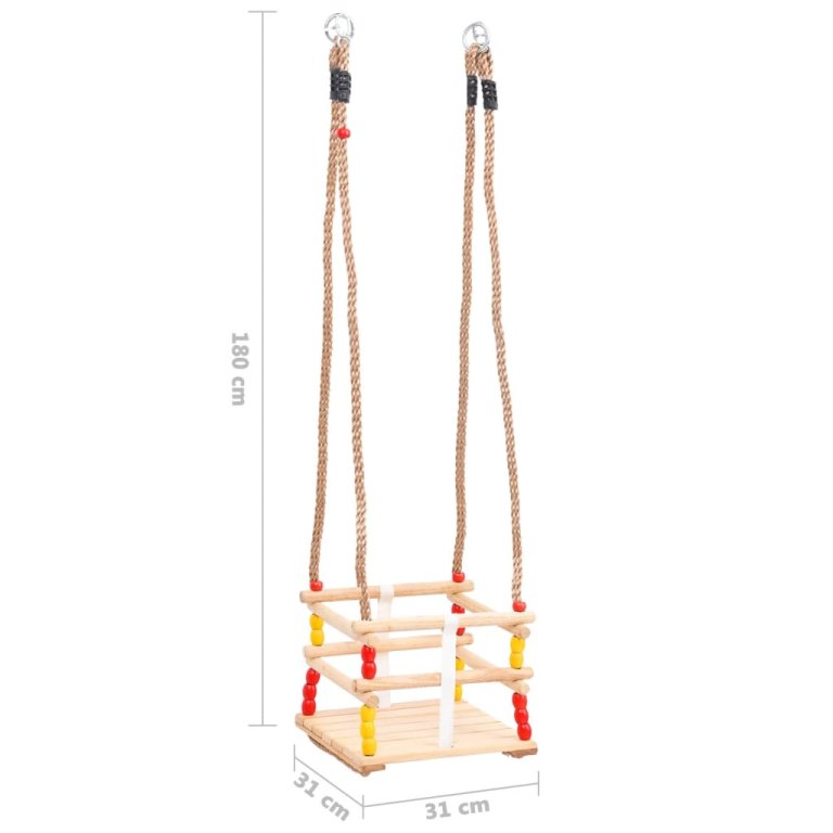 Бебешка люлка с предпазен колан, борова дървесина масив