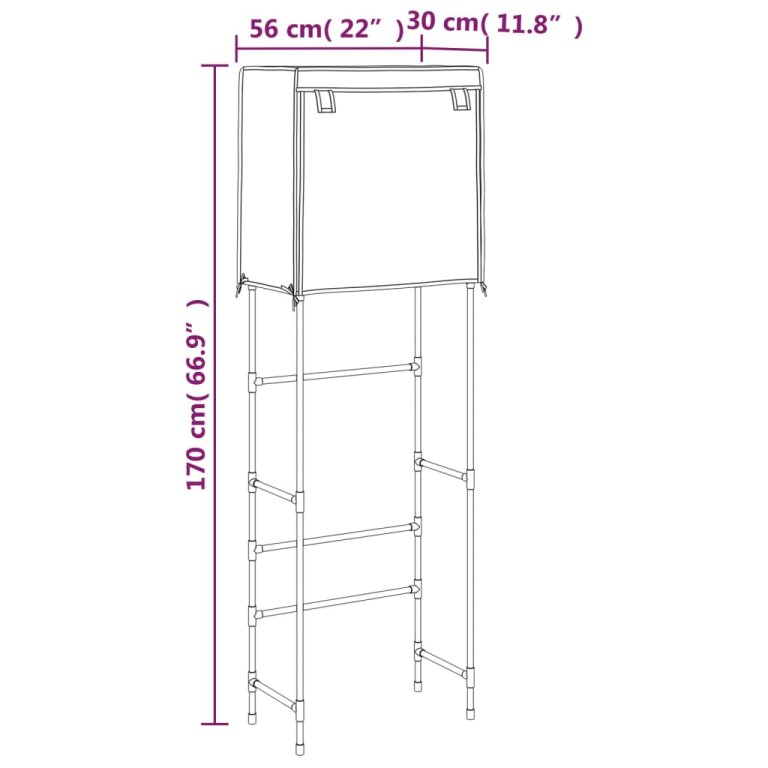 2-етажен рафт за над тоалетна кафяв 56x30x170 см желязо