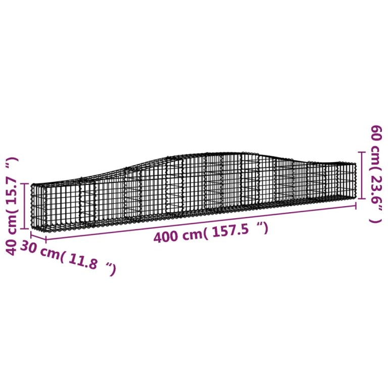 Дъговидна габионна кошница 400x30x40/60 см поцинковано желязо