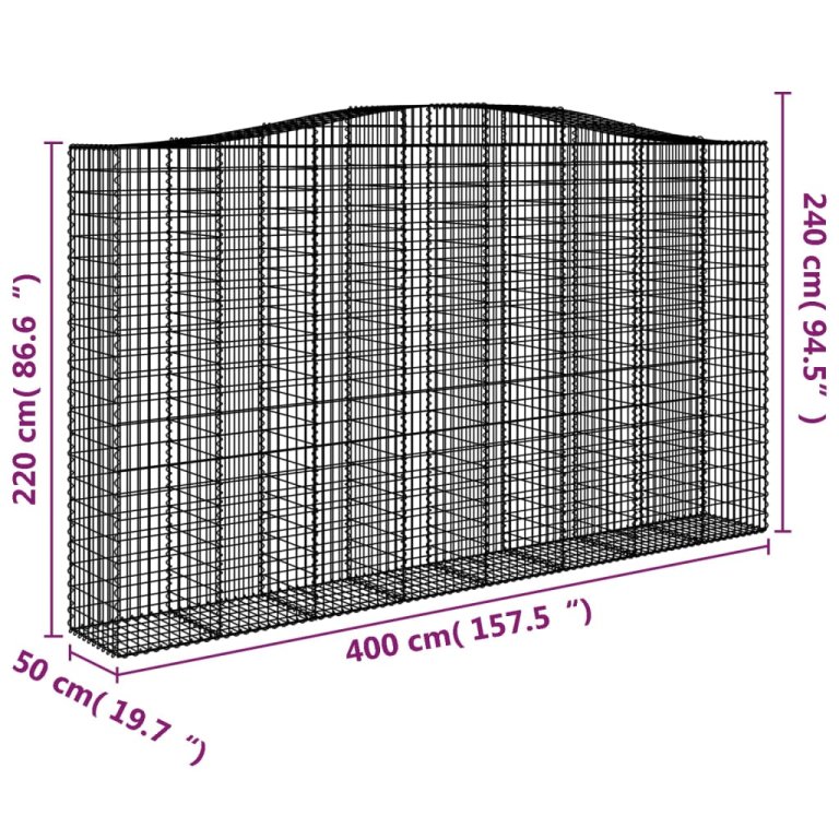 Дъговидна габионна кошница 400x50x220/240 см поцинковано желязо