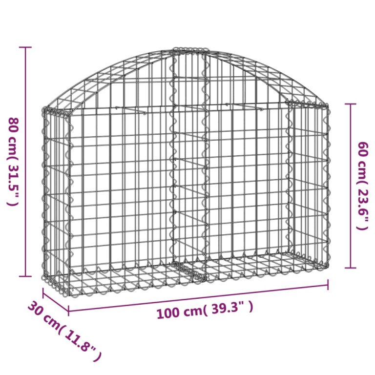 Дъговидна габионна кошница 100x30x60/80 см поцинковано желязо