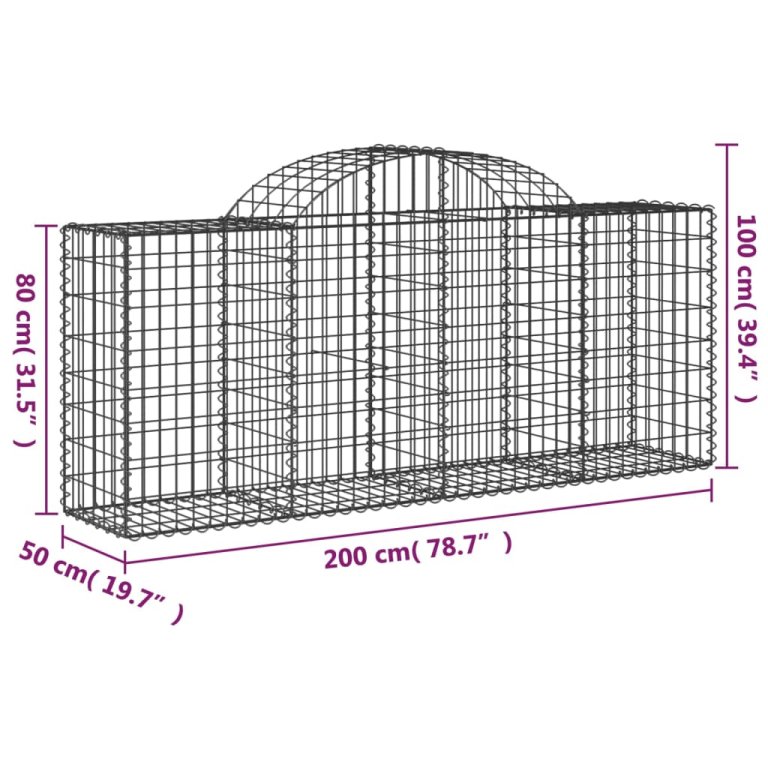 Дъговидна габионна кошница 200x50x80/100 см поцинковано желязо