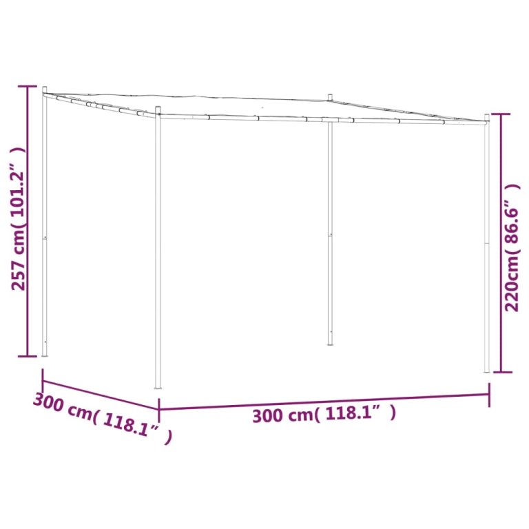 Шатра, антрацит, 3x3 м, 180 г/м², плат и стомана