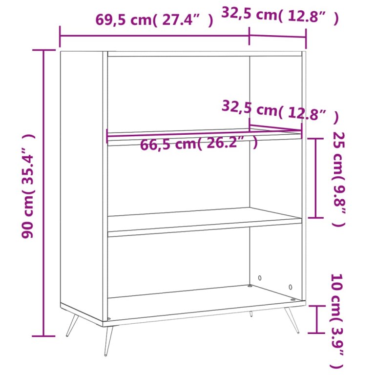 Библиотека, дъб сонома, 69,5x32,5x90 см, инженерно дърво