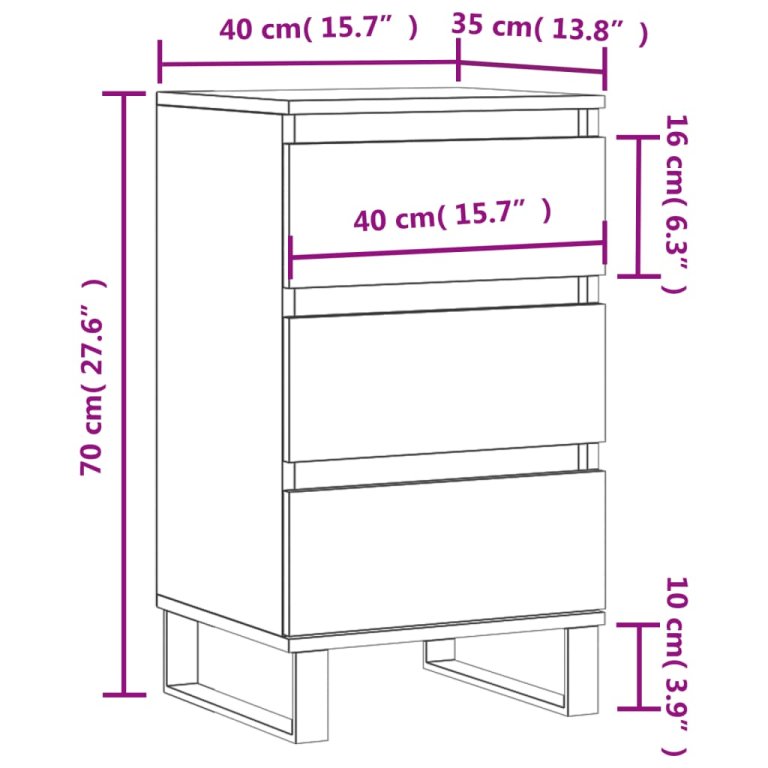 Бюфет бял 40x35x70 см инженерно дърво