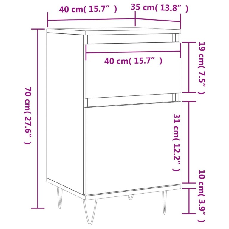 Бюфет дъб сонома 40x35x70 см инженерно дърво