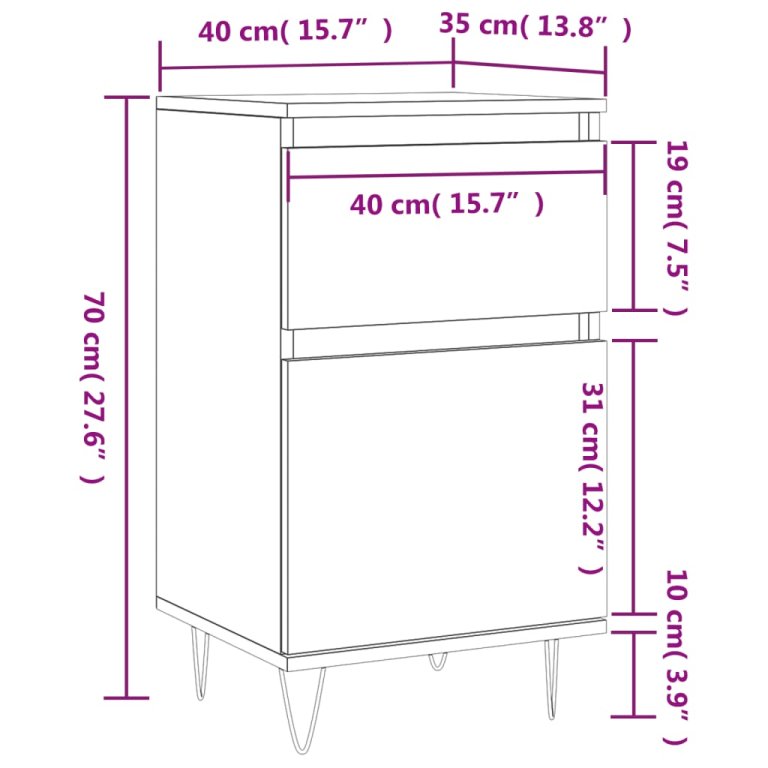 Бюфет бетонно сив 40x35x70 см инженерно дърво