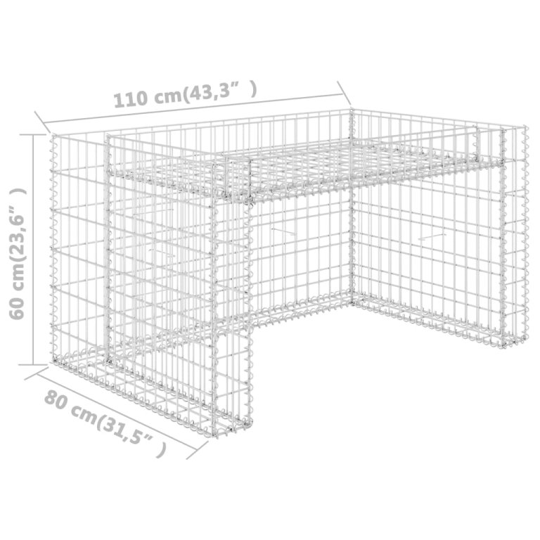 Гараж за косачка с повдигнато легло 110x80x60 см стоманена тел