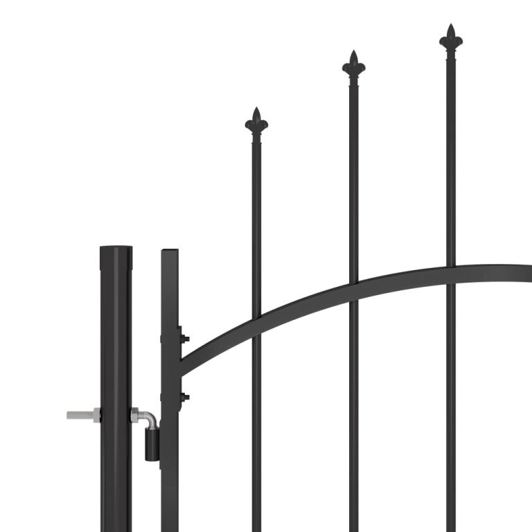 Градинска оградна порта с пики, 5x2,45 м, черна