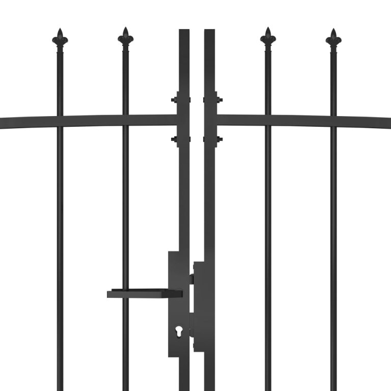 Градинска оградна порта с пики, 5x2,45 м, черна