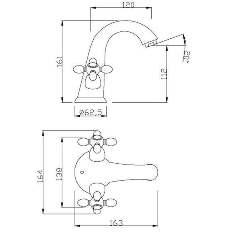 SCHÜTTE Смесител за мивка с 2 ръкохватки ELK, хром