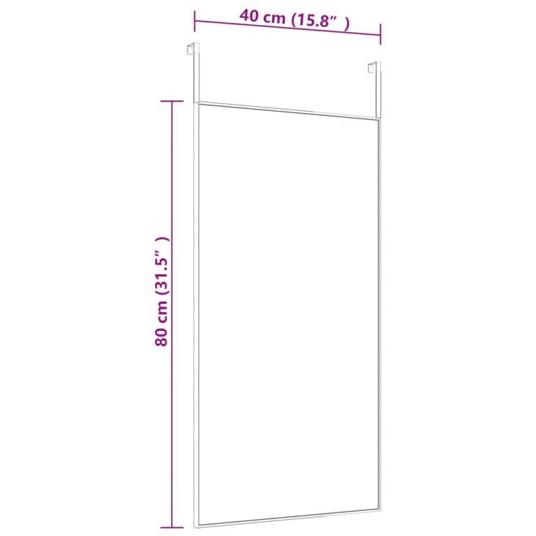 Огледало за врата, златисто, 40x80 см, стъкло и алуминий