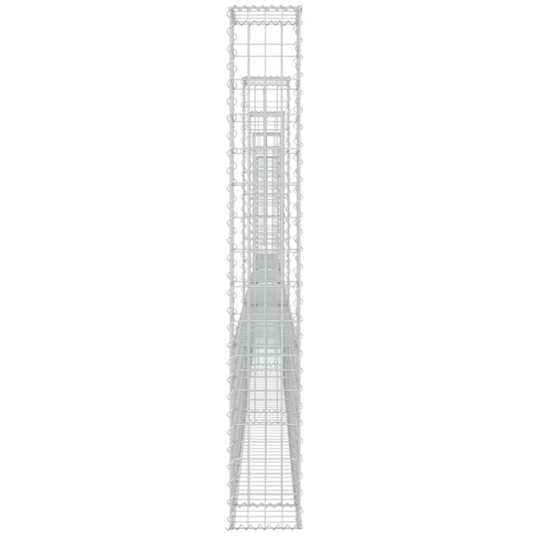 U-образна габионна кошница с 6 стълба, желязо, 620x20x150 см