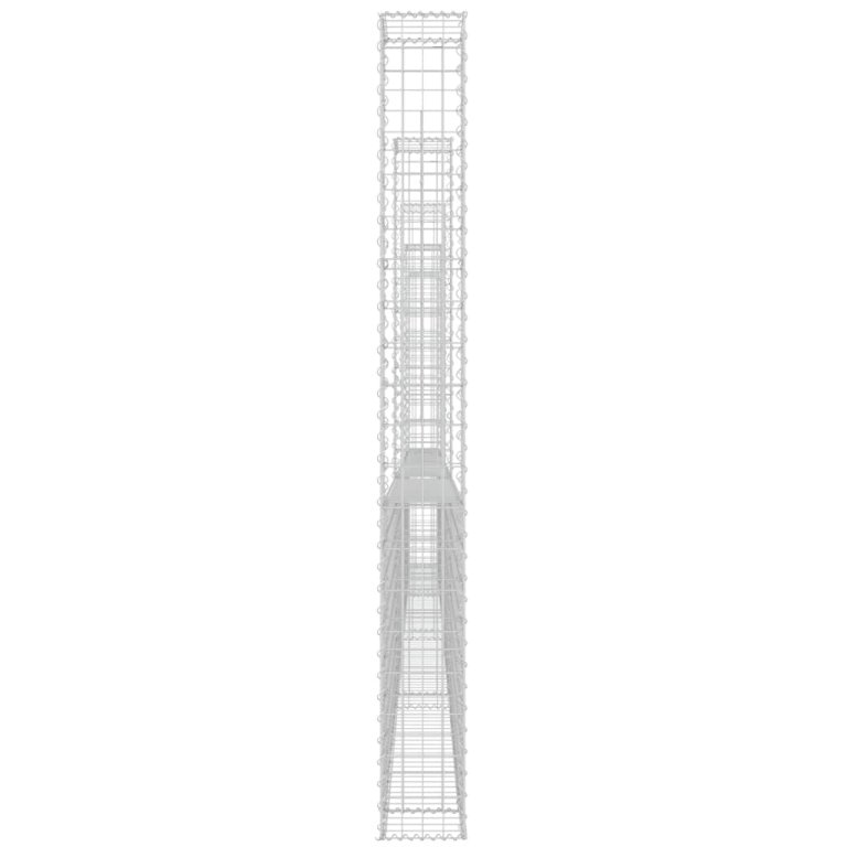 U-образна габионна кошница с 5 стълба, желязо, 500x20x200 см