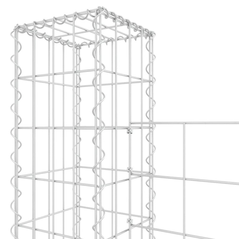 U-образна габионна кошница с 5 стълба, желязо, 500x20x200 см