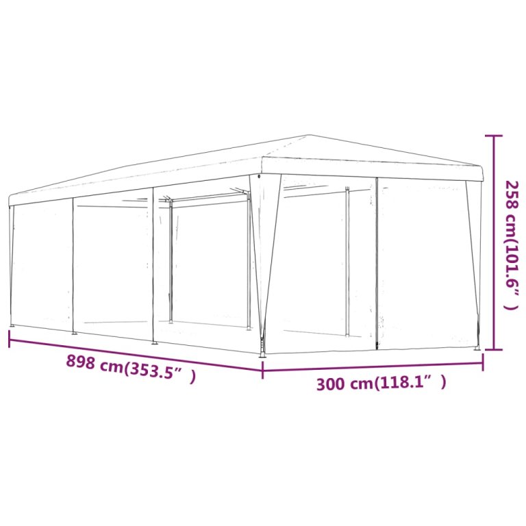 Парти палатка с 8 мрежести странични стени антрацит 3x9 м HDPE