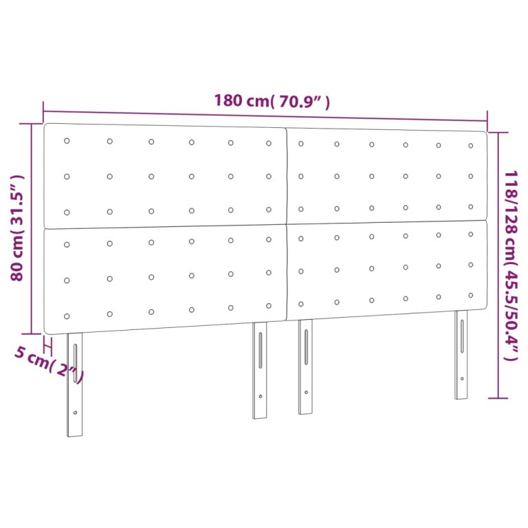 Горни табли за легло, 4 бр, сини, 90x5x78/88 см, плат