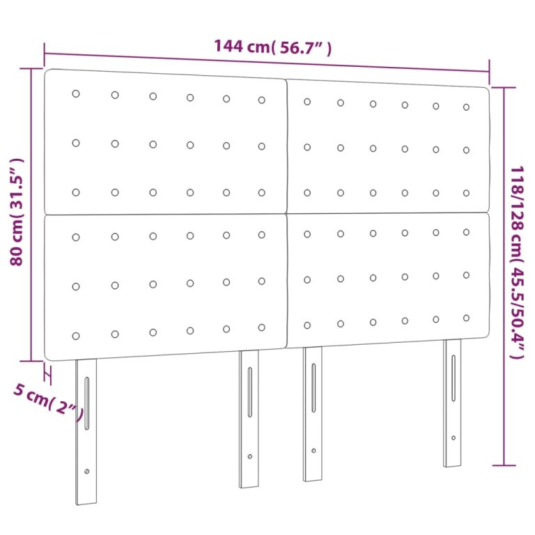 Горни табли за легло, 4 бр, черни, 72x5x78/88 см, кадифе