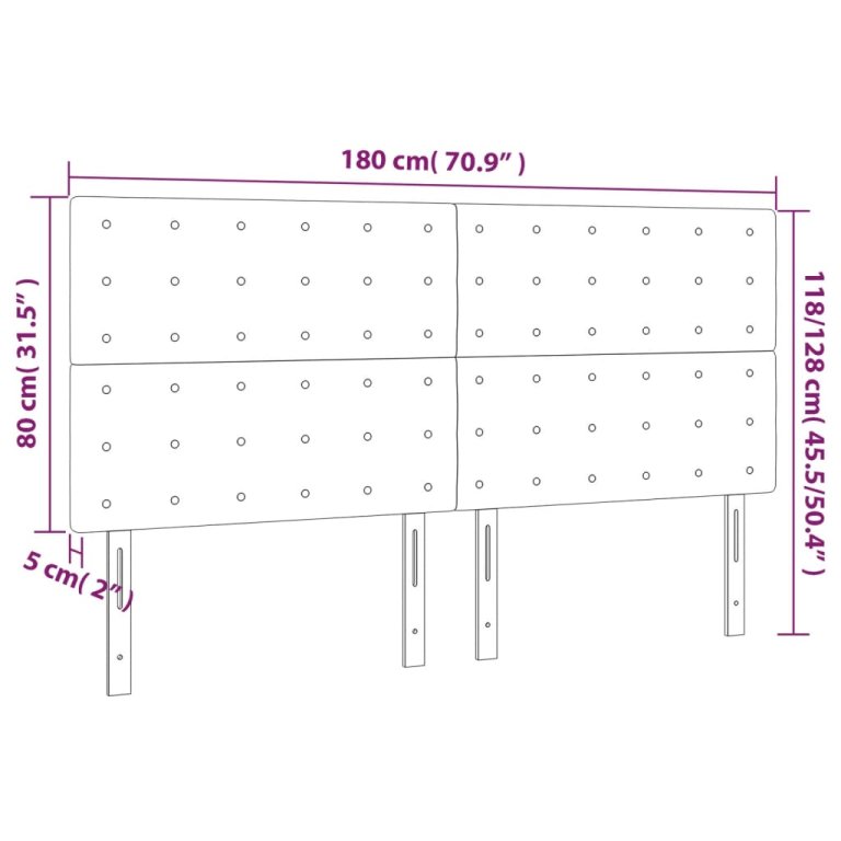 Горни табли за легло, 4 бр, таупе, 90x5x78/88 см, плат