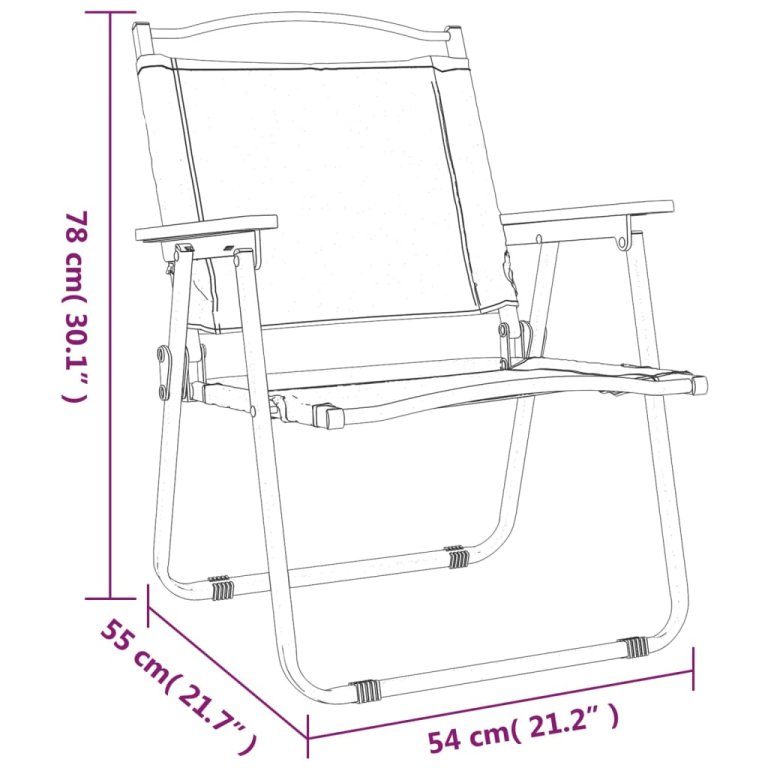 Къмпинг столове 2 бр черни 54x55x78 см Оксфорд плат