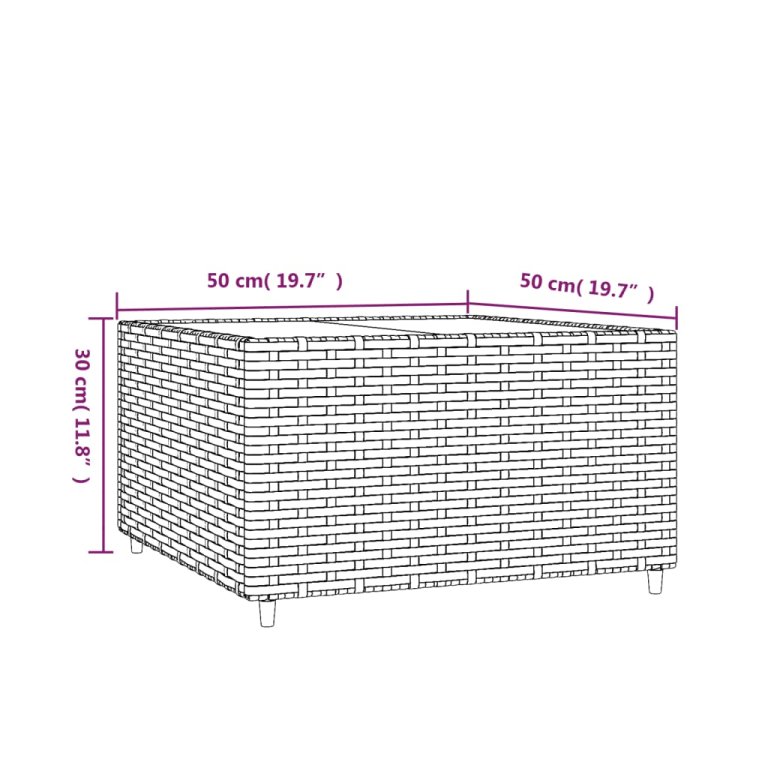 Квадратна градинска масичка за кафе кафява 50x50x30см полиратан