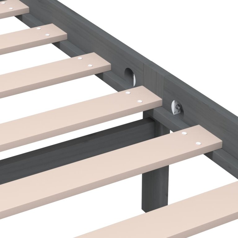 рамка за легло сиво 135x190 см Double масивно дърво