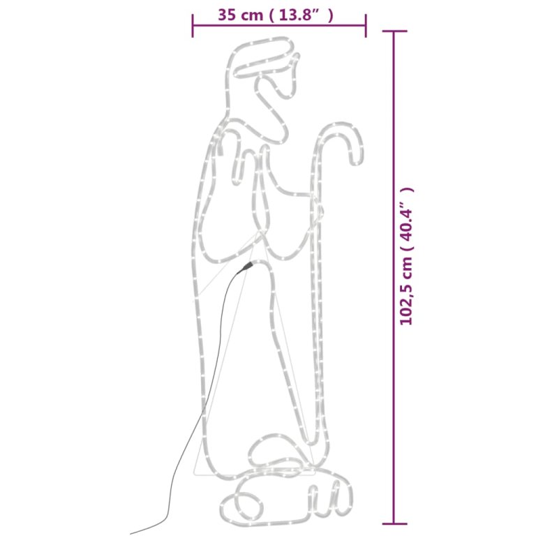 Коледна фигура Пастир и агне със 168 светодиода, 102,5x35 см