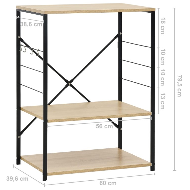 Шкаф за микровълнова черно и дъб 60x39,6x79,5см инженерно дърво