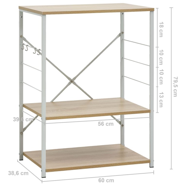 Шкаф за микровълнова бял и дъб 60x39,6x79,5 см инженерно дърво