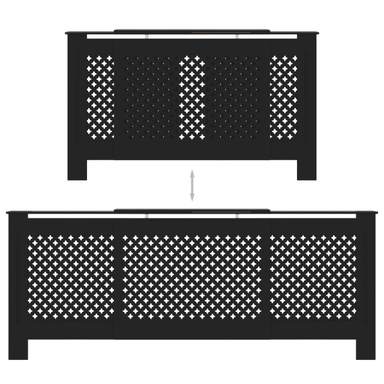 МДФ параван за радиатор, черен, 205 см