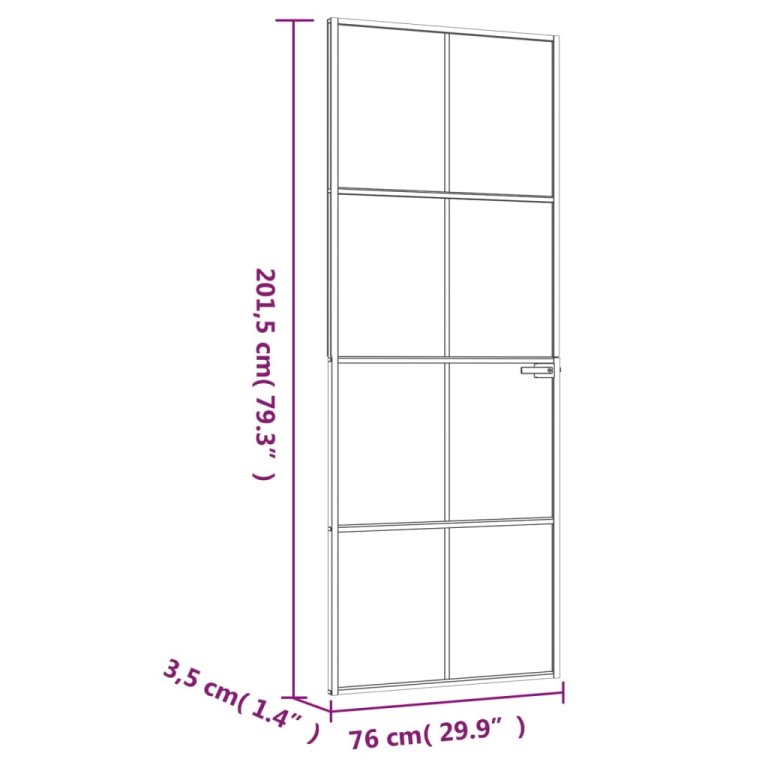 Интериорна врата черна 76x201,5 см закалено стъкло и алуминий