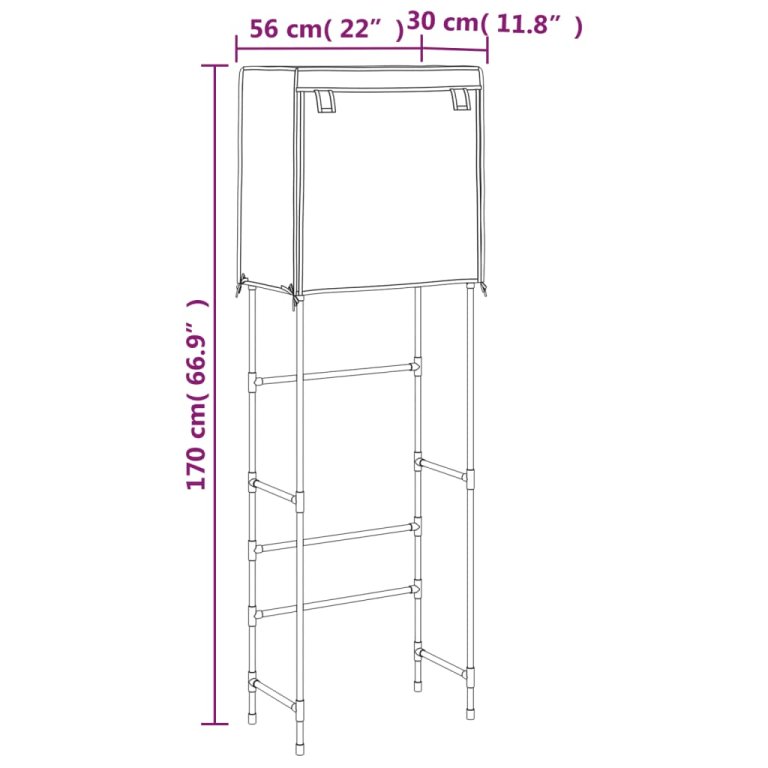 2-етажен рафт за над тоалетна черен 56x30x170 см желязо