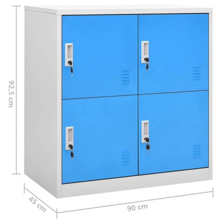 Заключващи шкафове 5 бр светлосиво/синьо 90x45x92,5 см стомана