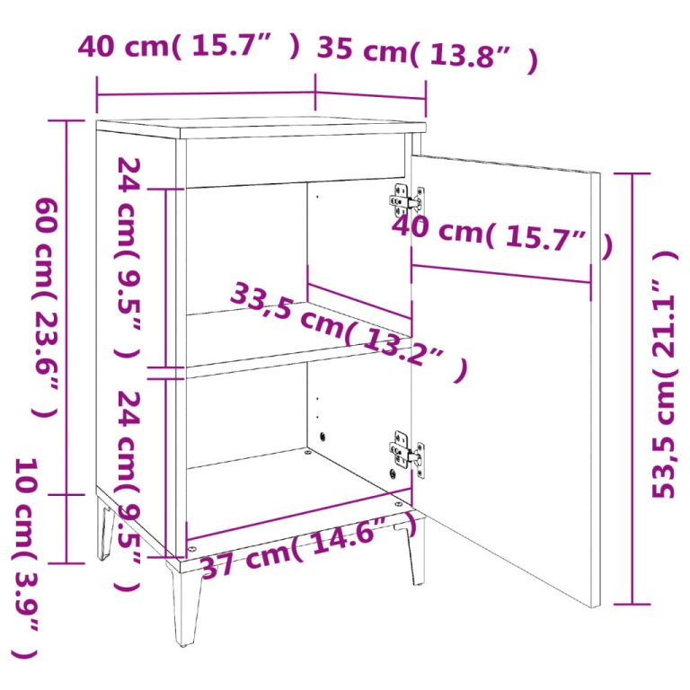 Нощни шкафчета 2 бр опушен дъб 40x35x70 см инженерно дърво