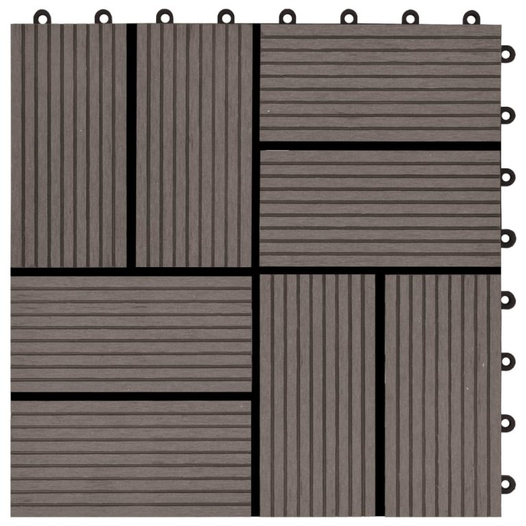 22 бр декинг плочки, 30x30 см, 2 кв.м., WPC, тъмнокафяви