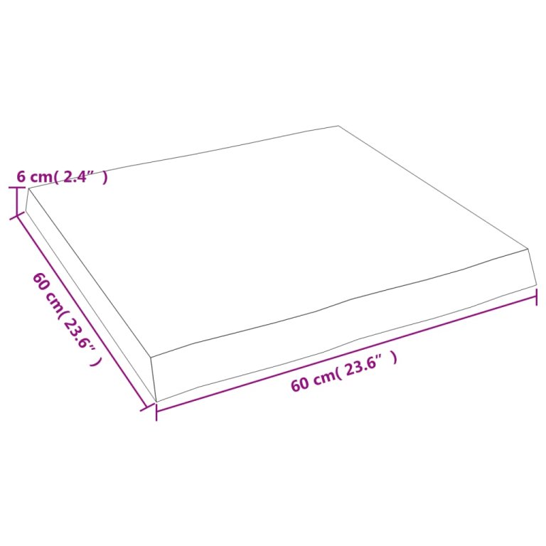 Плот за маса светлокафяв 60x60x(2-6) см обработен масивен дъб