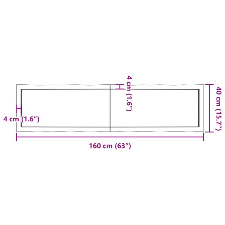 Плот за маса светлокафяв 160x40x(2-4) см обработен масивен дъб