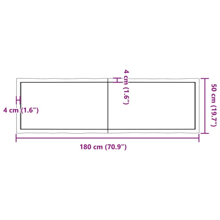 Плот за маса светлокафяв 180x50x(2-6) см обработен масивен дъб