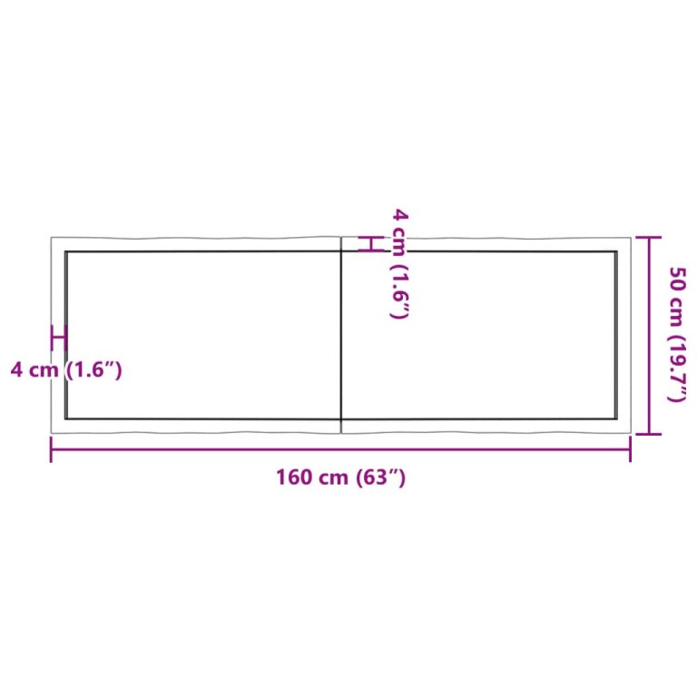 Плот за маса тъмнокафяв 160x50x(2-4) см обработен масивен дъб