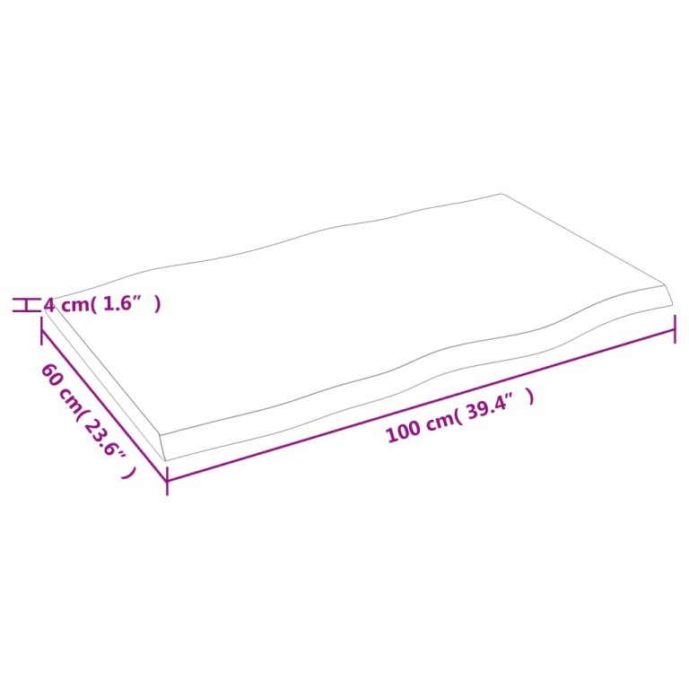 Плот за маса светлокафяв 100x60x(2-4) см обработен масивен дъб