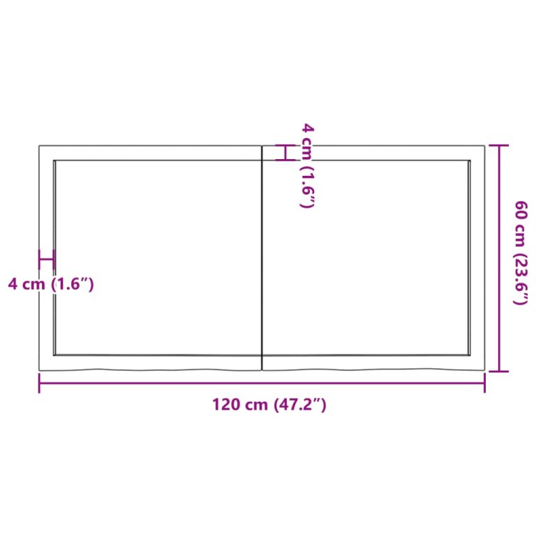 Стенен рафт тъмнокафяв 120x60x(2-4) см обработен масивен дъб