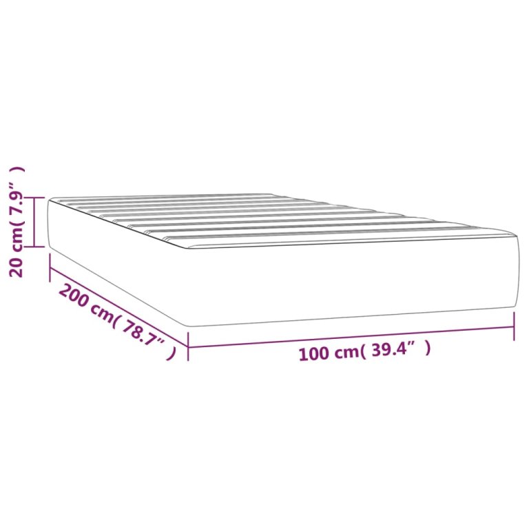 Матрак с покет пружини сив 100x200x20 см изкуствена кожа