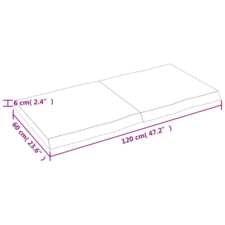 Плот за маса светлокафяв 120x60x(2-6) см обработен масивен дъб