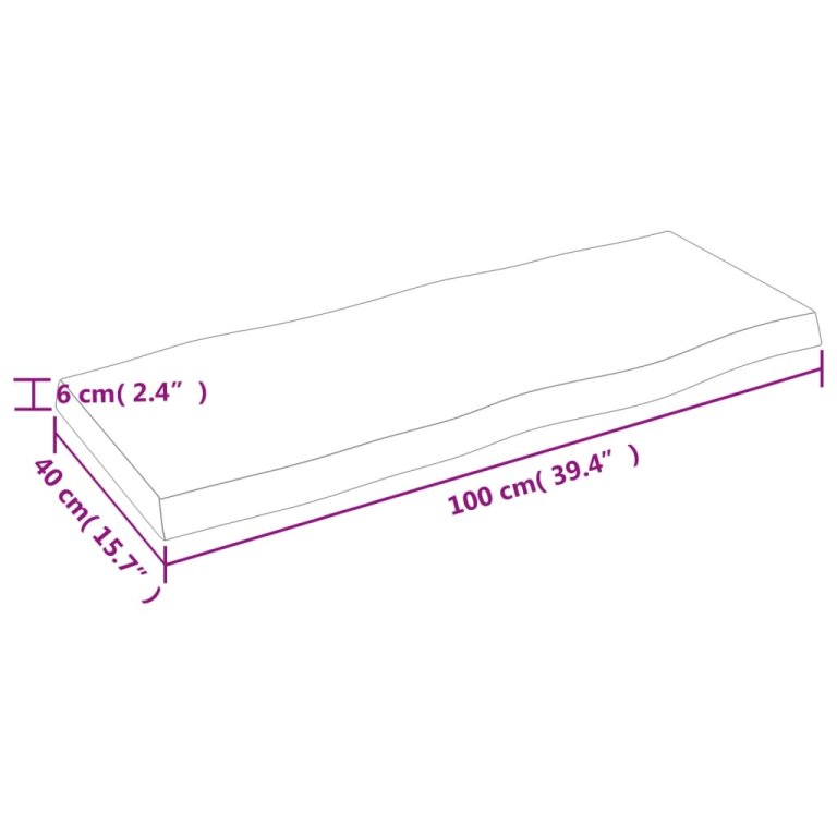 Плот за маса тъмнокафяв 100x40x(2-6) см обработен масивен дъб